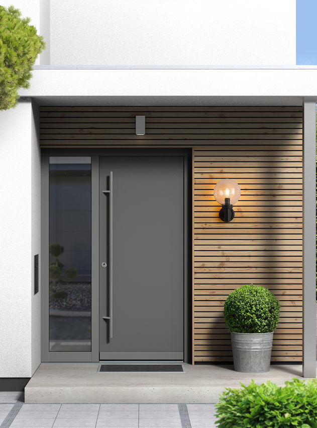 Z-Lite Laurent 8" 1-Light Black Aluminum Outdoor Wall Sconce With Clear Seedy Glass Shade