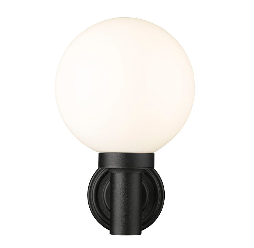 Z-Lite Laurent 8" 1-Light Black Aluminum Outdoor Wall Sconce With Opal Glass Shade