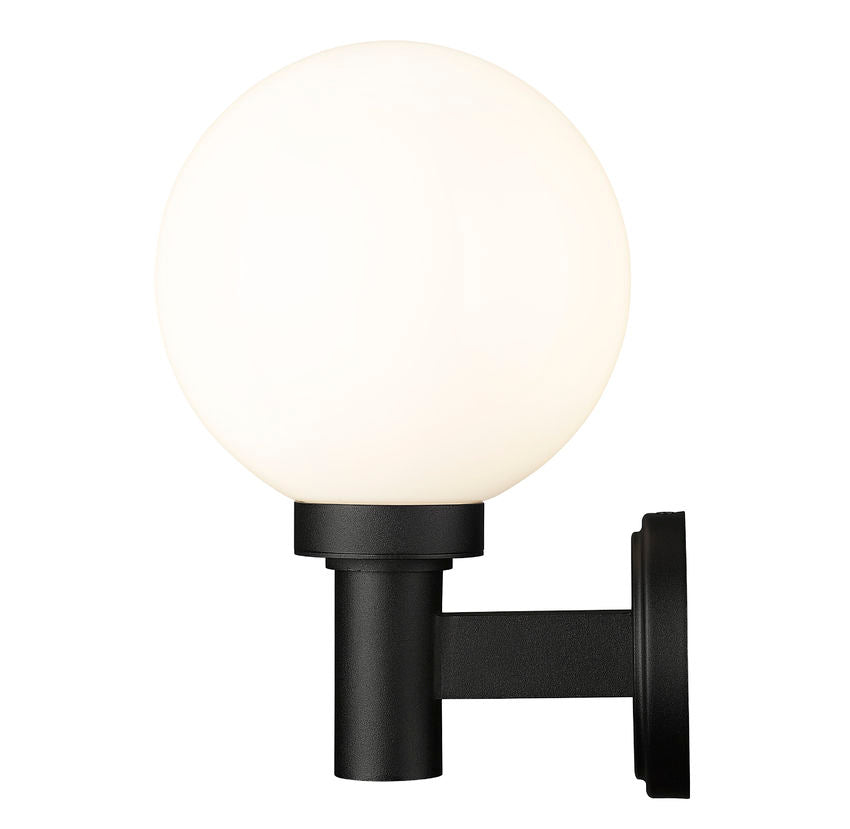 Z-Lite Laurent 8" 1-Light Black Aluminum Outdoor Wall Sconce With Opal Glass Shade