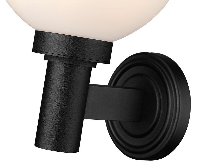 Z-Lite Laurent 8" 1-Light Black Aluminum Outdoor Wall Sconce With Opal Glass Shade