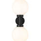 Z-Lite Laurent 8" 2-Light Black Aluminum Outdoor Wall Sconce With Opal Glass Shade