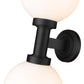 Z-Lite Laurent 8" 2-Light Black Aluminum Outdoor Wall Sconce With Opal Glass Shade