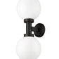 Z-Lite Laurent 8" 2-Light Black Aluminum Outdoor Wall Sconce With Opal Glass Shade