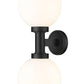 Z-Lite Laurent 8" 2-Light Black Aluminum Outdoor Wall Sconce With Opal Glass Shade