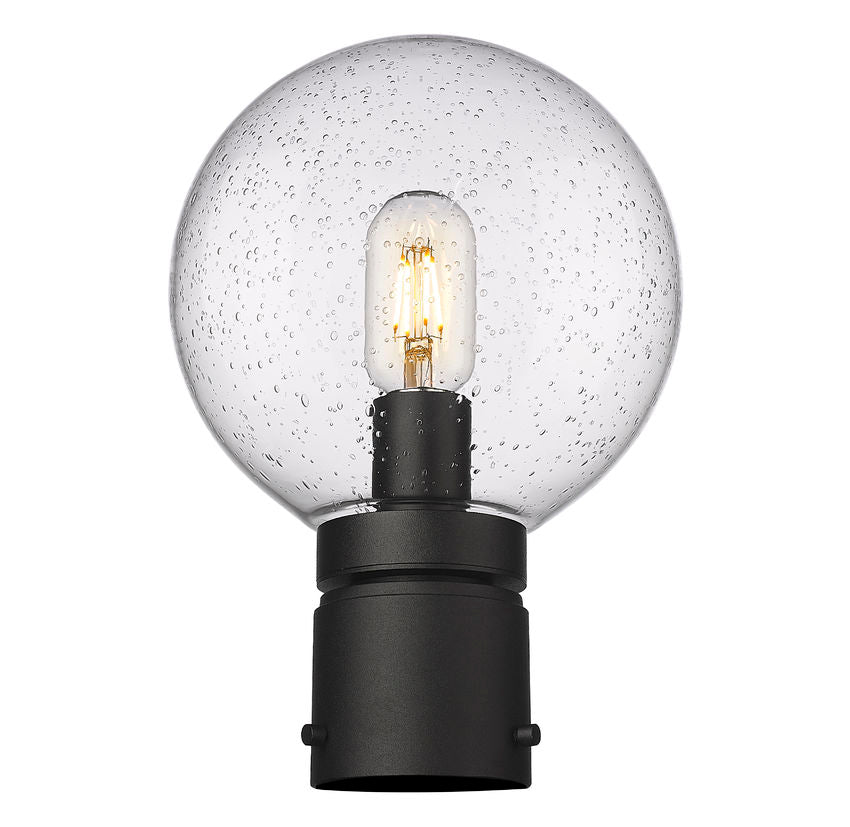 Z-Lite Laurent 8" W x 12" H 1-Light Black Outdoor Post Mount Fixture With Clear Seedy Glass Shade