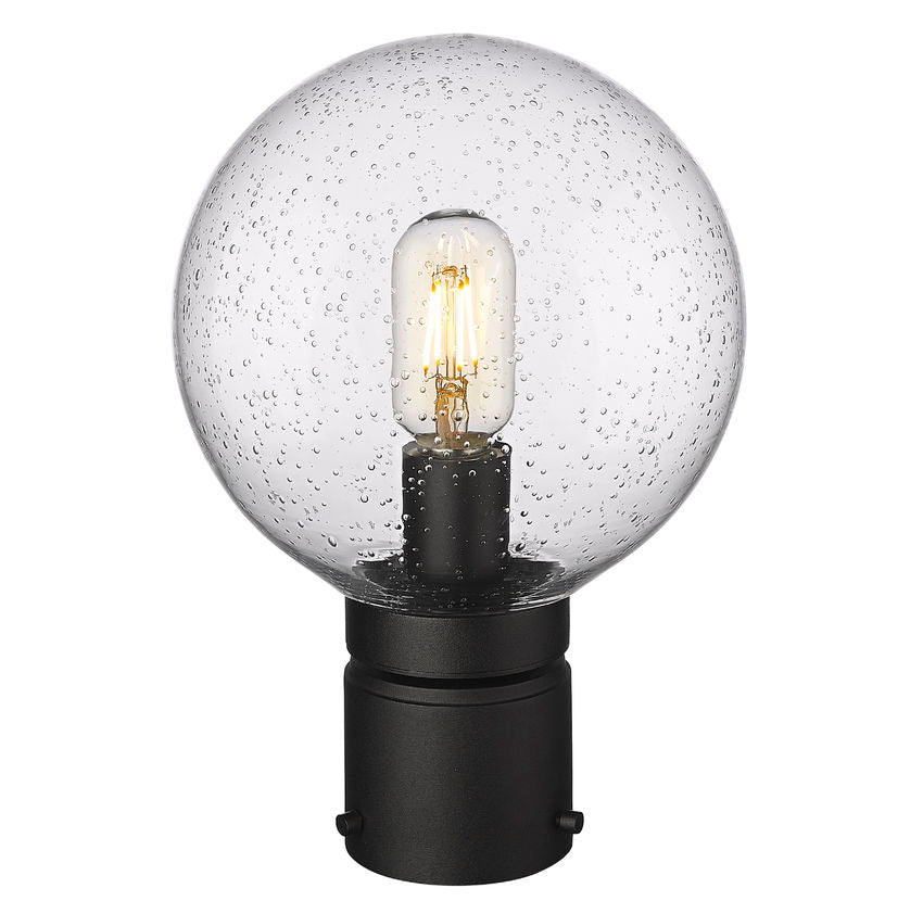 Z-Lite Laurent 8" W x 12" H 1-Light Black Outdoor Post Mount Fixture With Clear Seedy Glass Shade