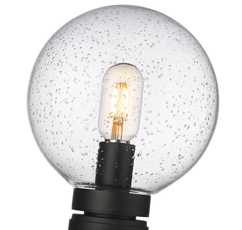 Z-Lite Laurent 8" W x 12" H 1-Light Black Outdoor Post Mount Fixture With Clear Seedy Glass Shade
