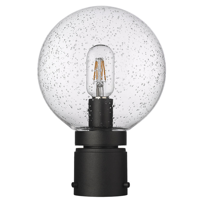 Z-Lite Laurent 8" W x 12" H 1-Light Black Outdoor Post Mount Fixture With Clear Seedy Glass Shade