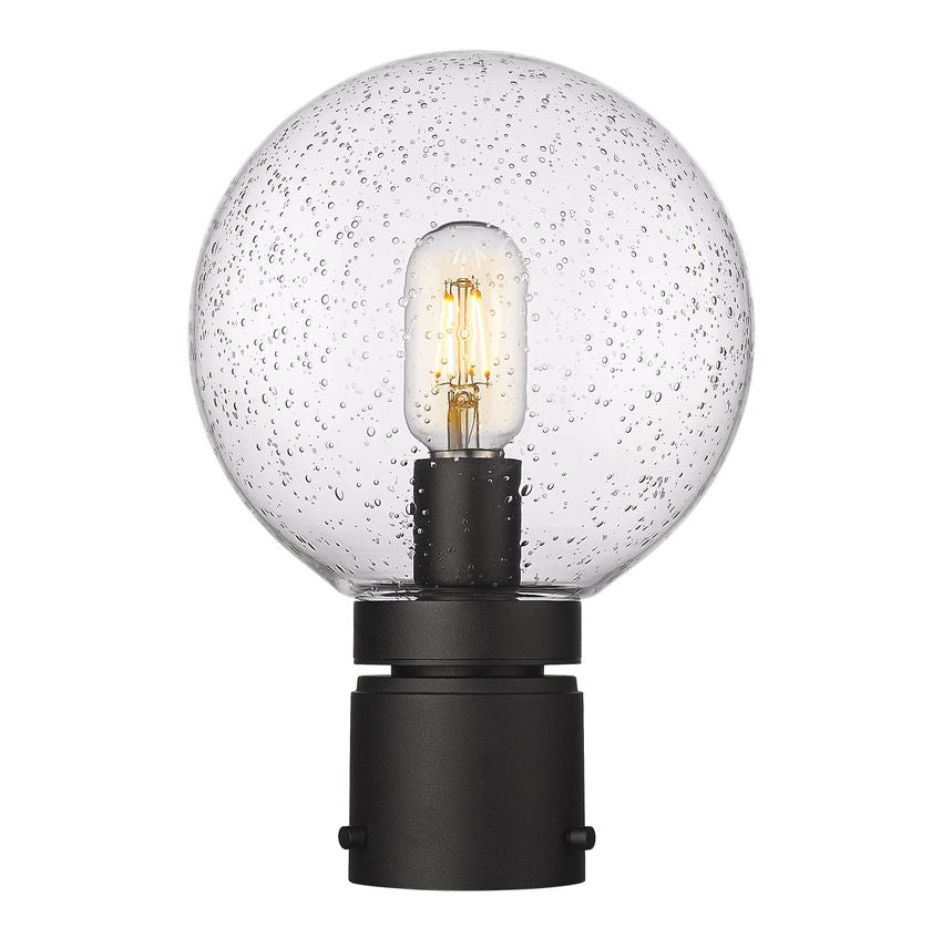 Z-Lite Laurent 8" W x 12" H 1-Light Black Outdoor Post Mount Fixture With Clear Seedy Glass Shade