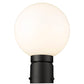 Z-Lite Laurent 8" W x 12" H 1-Light Black Outdoor Post Mount Fixture With Opal Glass Shade