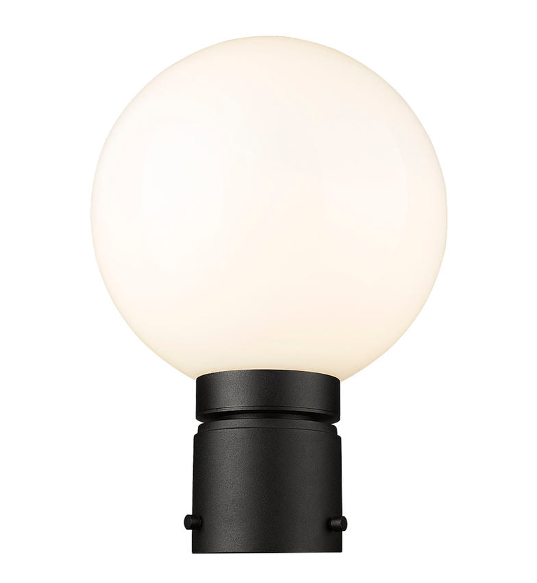 Z-Lite Laurent 8" W x 12" H 1-Light Black Outdoor Post Mount Fixture With Opal Glass Shade