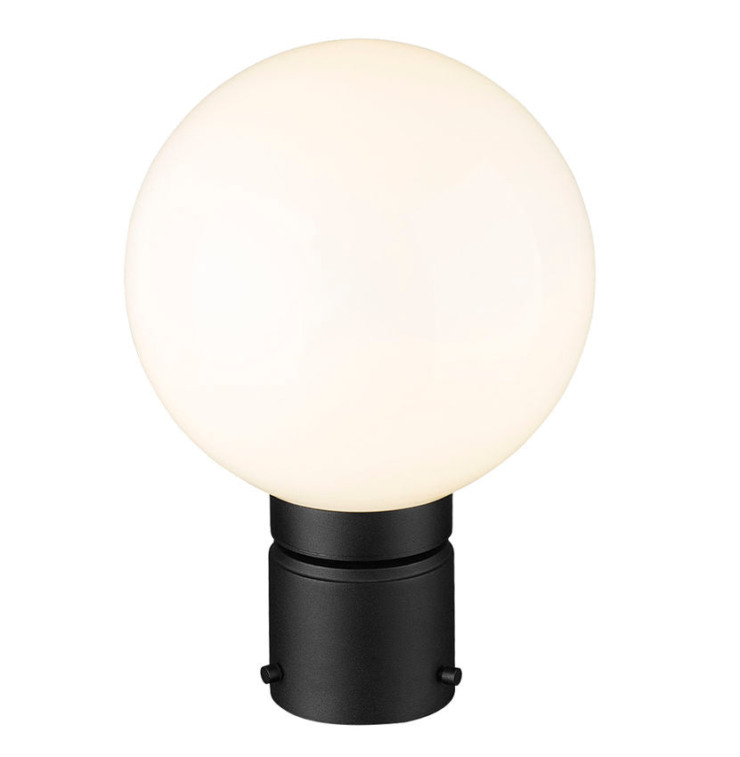 Z-Lite Laurent 8" W x 12" H 1-Light Black Outdoor Post Mount Fixture With Opal Glass Shade