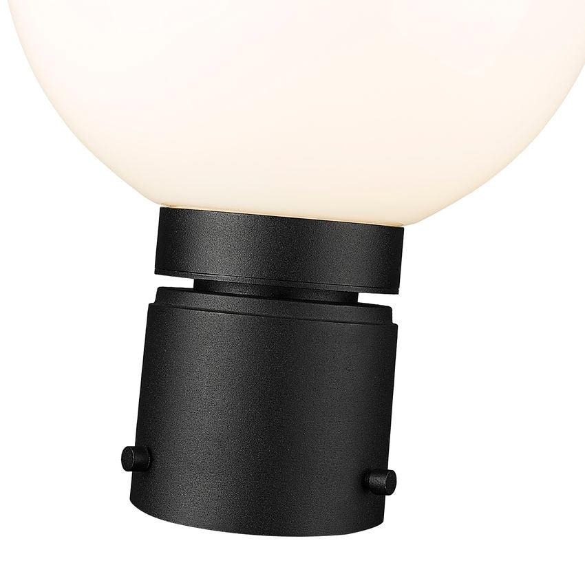 Z-Lite Laurent 8" W x 12" H 1-Light Black Outdoor Post Mount Fixture With Opal Glass Shade