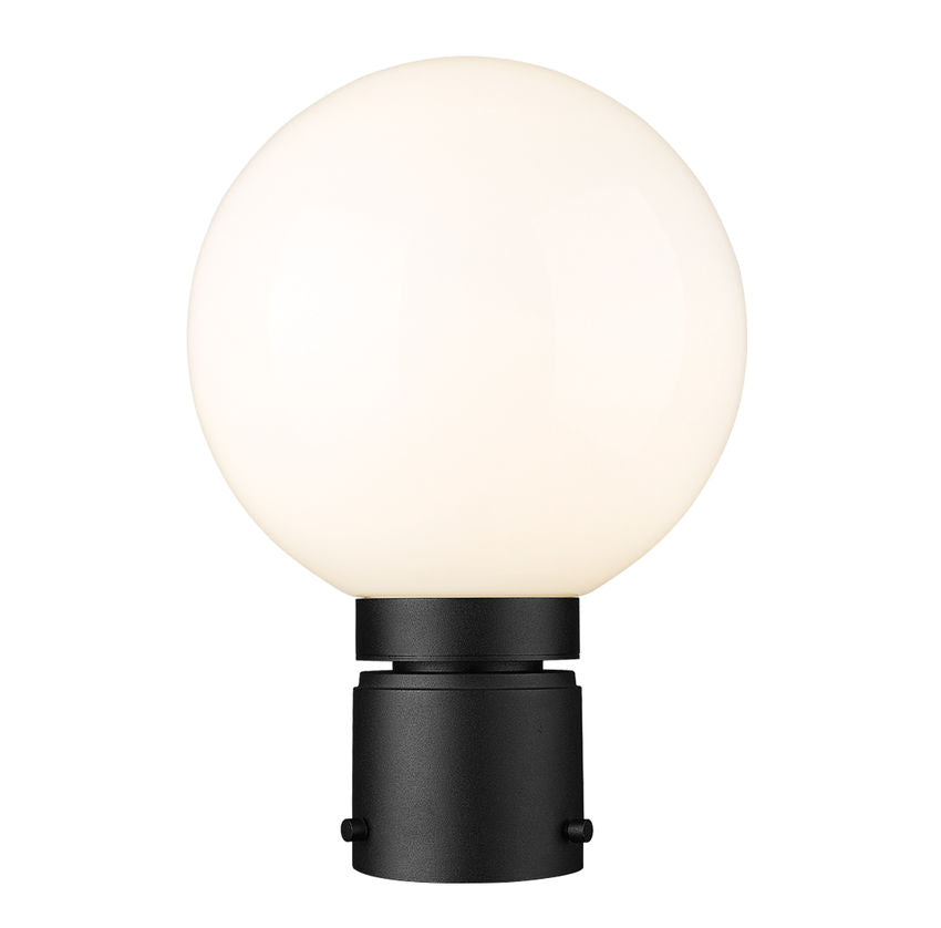 Z-Lite Laurent 8" W x 12" H 1-Light Black Outdoor Post Mount Fixture With Opal Glass Shade