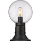 Z-Lite Laurent 8" W x 14" H 1-Light Black Outdoor Pier Mounted Fixture and Round Pier Mount Hardware With Clear Seedy Glass Shade