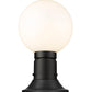 Z-Lite Laurent 8" W x 14" H 1-Light Black Outdoor Pier Mounted Fixture and Round Pier Mount Hardware With Opal Glass Shade