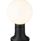 Z-Lite Laurent 8" W x 14" H 1-Light Black Outdoor Pier Mounted Fixture and Round Pier Mount Hardware With Opal Glass Shade