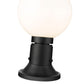 Z-Lite Laurent 8" W x 14" H 1-Light Black Outdoor Pier Mounted Fixture and Round Pier Mount Hardware With Opal Glass Shade