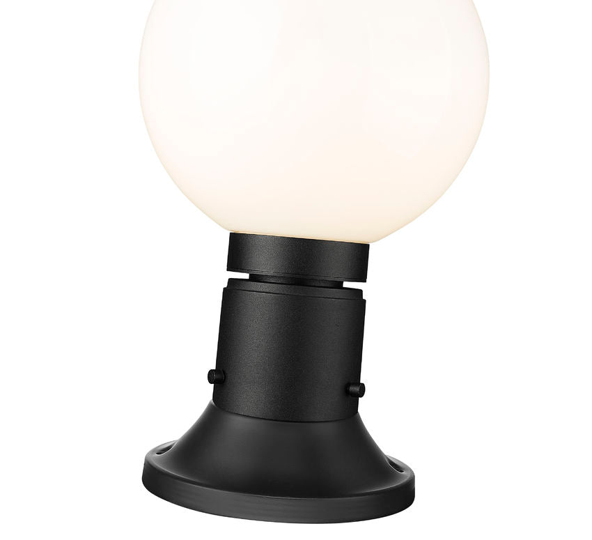 Z-Lite Laurent 8" W x 14" H 1-Light Black Outdoor Pier Mounted Fixture and Round Pier Mount Hardware With Opal Glass Shade