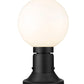 Z-Lite Laurent 8" W x 14" H 1-Light Black Outdoor Pier Mounted Fixture and Round Pier Mount Hardware With Opal Glass Shade
