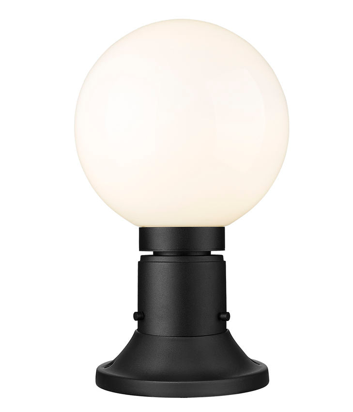 Z-Lite Laurent 8" W x 14" H 1-Light Black Outdoor Pier Mounted Fixture and Round Pier Mount Hardware With Opal Glass Shade