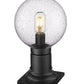 Z-Lite Laurent 8" W x 14" H 1-Light Black Outdoor Pier Mounted Fixture and Square Pier Mount Hardware With Clear Seedy Glass Shade