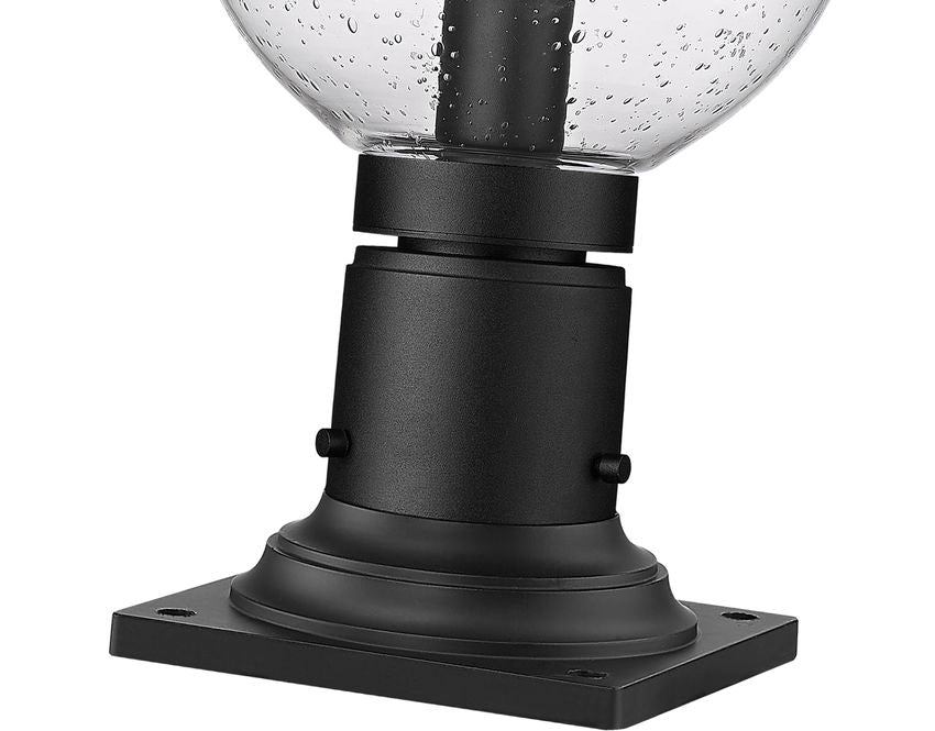 Z-Lite Laurent 8" W x 14" H 1-Light Black Outdoor Pier Mounted Fixture and Square Pier Mount Hardware With Clear Seedy Glass Shade