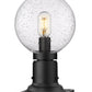 Z-Lite Laurent 8" W x 14" H 1-Light Black Outdoor Pier Mounted Fixture and Square Pier Mount Hardware With Clear Seedy Glass Shade