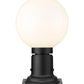 Z-Lite Laurent 8" W x 14" H 1-Light Black Outdoor Pier Mounted Fixture and Square Pier Mount Hardware With Opal Glass Shade