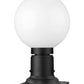 Z-Lite Laurent 8" W x 14" H 1-Light Black Outdoor Pier Mounted Fixture and Square Pier Mount Hardware With Opal Glass Shade