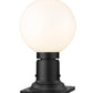 Z-Lite Laurent 8" W x 14" H 1-Light Black Outdoor Pier Mounted Fixture and Square Pier Mount Hardware With Opal Glass Shade