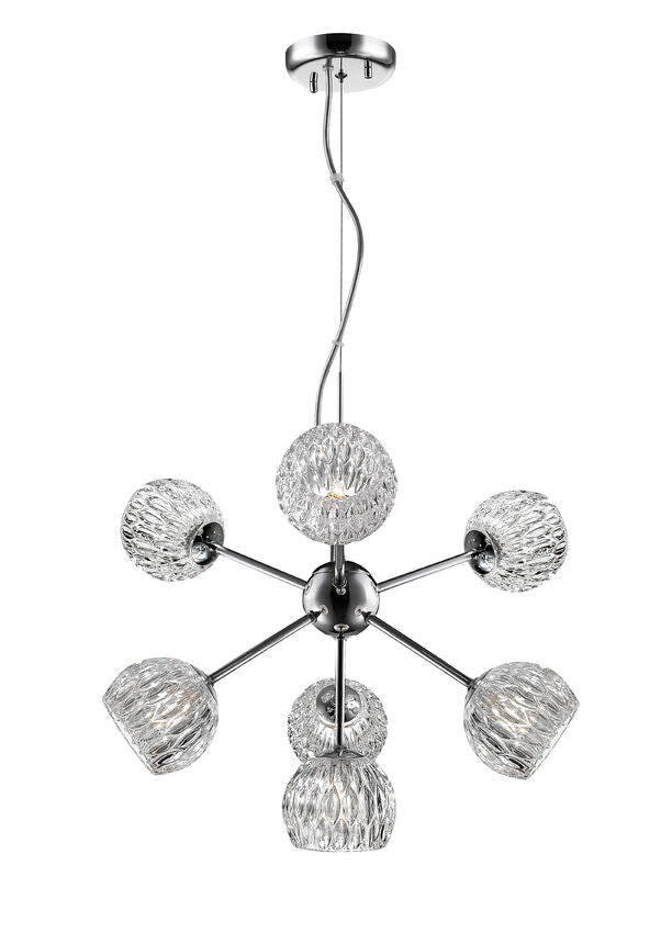 Z-Lite Laurentian 22" 7-Light Chrome Pendant Light With Crystal and Chrome Steel Shade