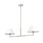 Z-Lite Leila 12" 2-Light Brushed Nickel Steel and White Linen Fabric Shade Chandelier