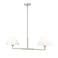 Z-Lite Leila 12" 2-Light Brushed Nickel Steel and White Linen Fabric Shade Chandelier