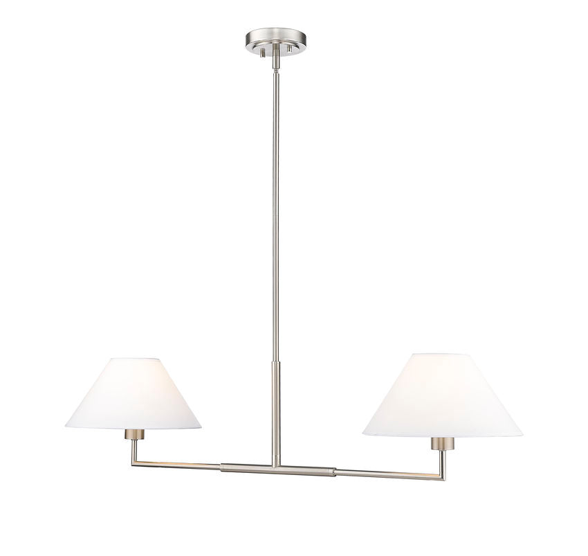 Z-Lite Leila 12" 2-Light Brushed Nickel Steel and White Linen Fabric Shade Chandelier