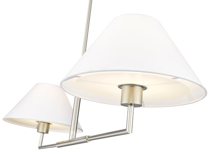 Z-Lite Leila 12" 2-Light Brushed Nickel Steel and White Linen Fabric Shade Chandelier