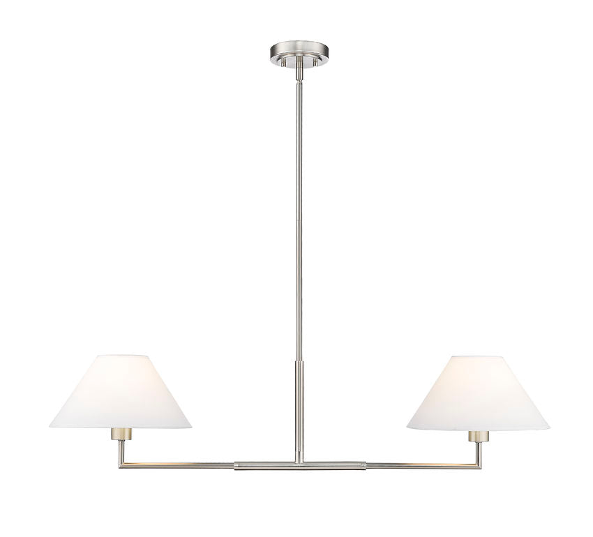 Z-Lite Leila 12" 2-Light Brushed Nickel Steel and White Linen Fabric Shade Chandelier
