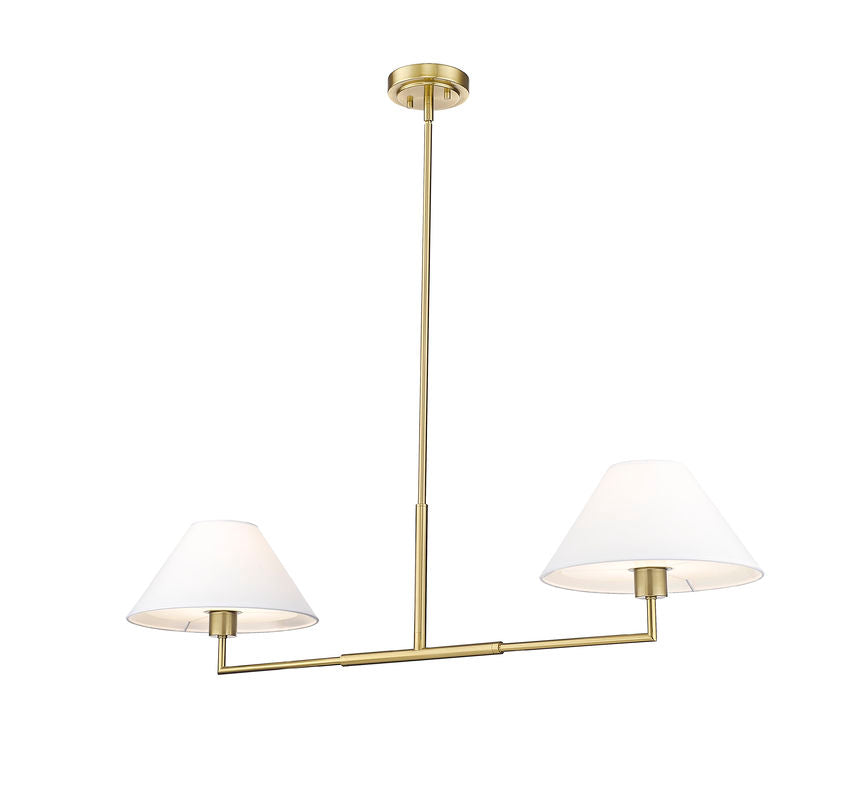 Z-Lite Leila 12" 2-Light Luxe Gold Steel and White Linen Fabric Shade Chandelier