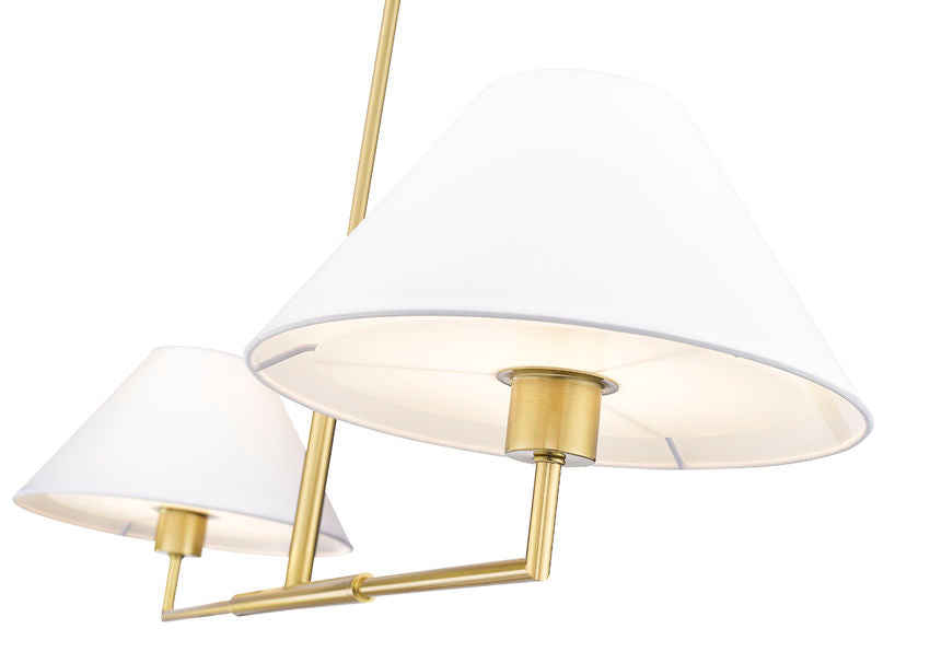 Z-Lite Leila 12" 2-Light Luxe Gold Steel and White Linen Fabric Shade Chandelier
