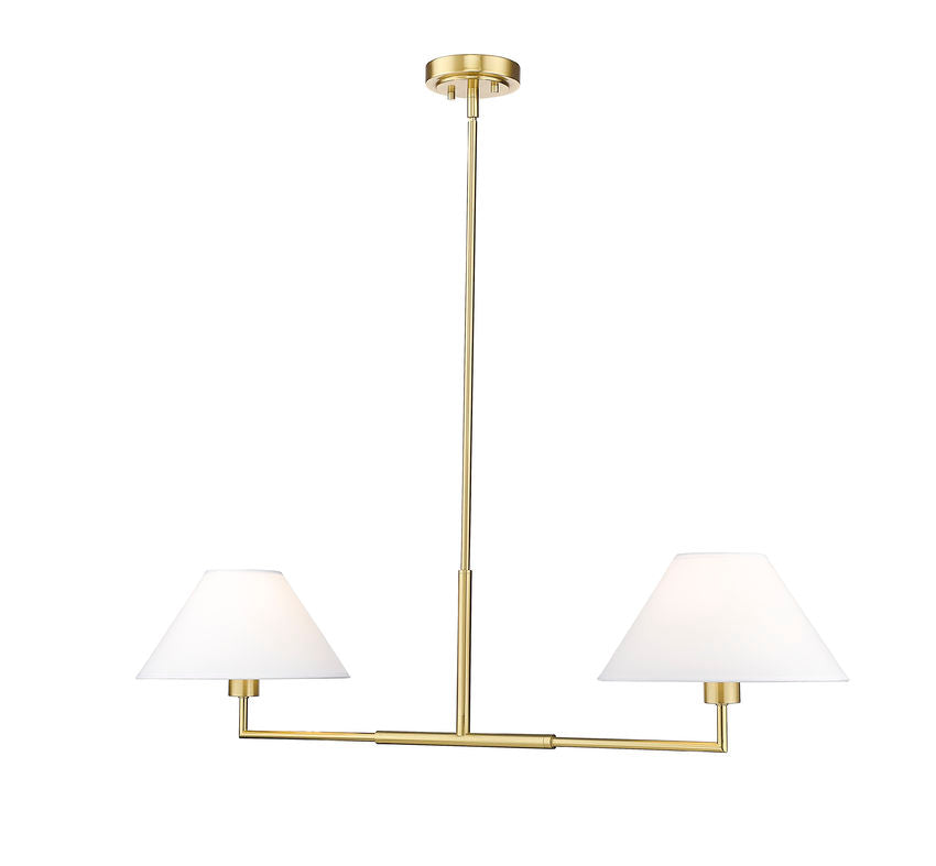 Z-Lite Leila 12" 2-Light Luxe Gold Steel and White Linen Fabric Shade Chandelier
