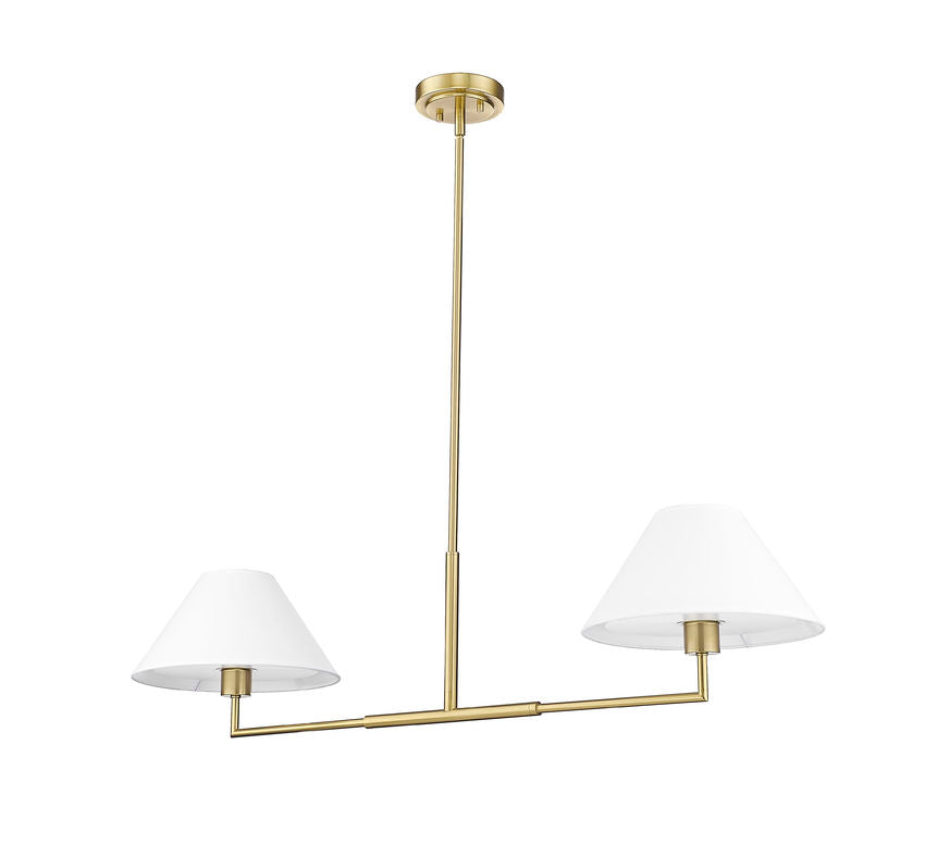 Z-Lite Leila 12" 2-Light Luxe Gold Steel and White Linen Fabric Shade Chandelier