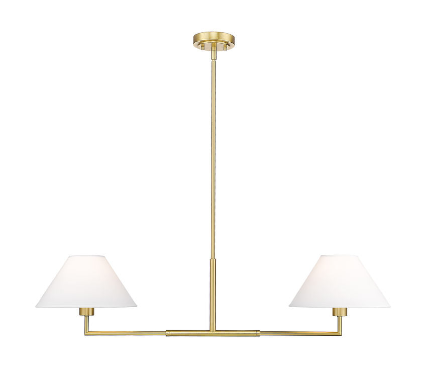 Z-Lite Leila 12" 2-Light Luxe Gold Steel and White Linen Fabric Shade Chandelier
