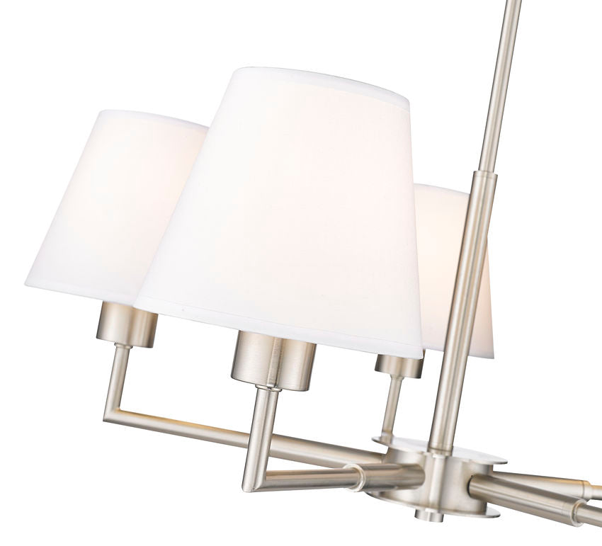 Z-Lite Leila 26" 5-Light Brushed Nickel Steel and White Linen Fabric Shade Chandelier