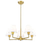 Z-Lite Leila 26" 5-Light Luxe Gold Steel and White Linen Fabric Shade Chandelier