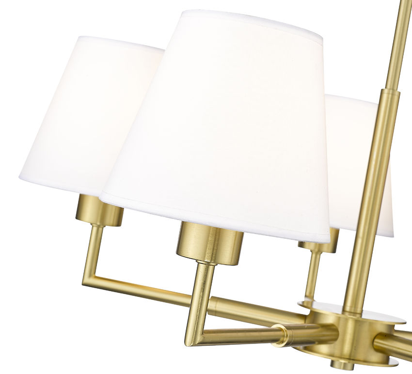 Z-Lite Leila 26" 5-Light Luxe Gold Steel and White Linen Fabric Shade Chandelier