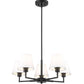 Z-Lite Leila 26" 5-Light Matte Black Steel and White Linen Fabric Shade Chandelier