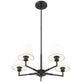 Z-Lite Leila 26" 5-Light Matte Black Steel and White Linen Fabric Shade Chandelier