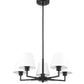 Z-Lite Leila 26" 5-Light Matte Black Steel and White Linen Fabric Shade Chandelier