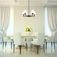 Z-Lite Leila 26" 5-Light Matte Black Steel and White Linen Fabric Shade Chandelier