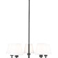 Z-Lite Leila 26" 5-Light Matte Black Steel and White Linen Fabric Shade Chandelier